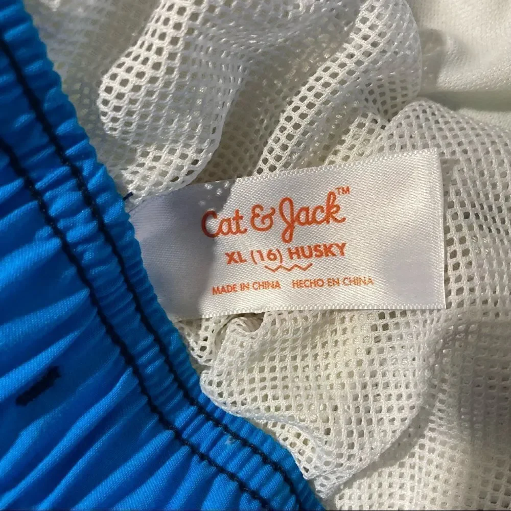 CAT & JACK FANTASTIC DINOSAUR SWIM TRUNKS / SZ: BOYS 16: HUSKY / NWT